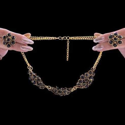 🖤 Black Crystal Set of Necklace & Earrings (Premium Finish) (Pack of 1)