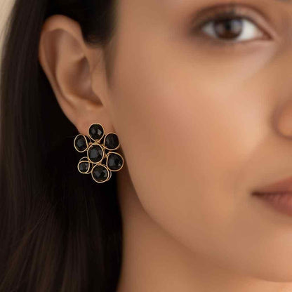 🖤 Black Crystal Set of Necklace & Earrings (Premium Finish) (Pack of 1)