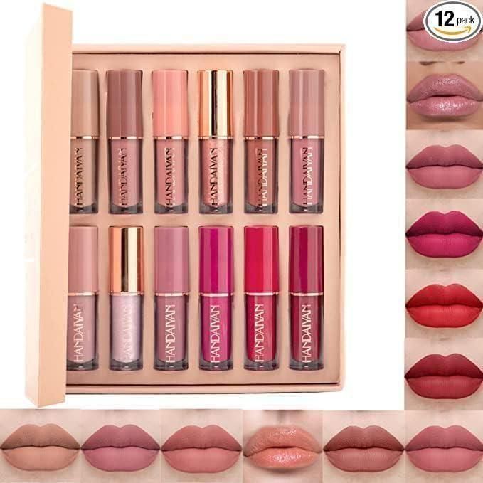 Velvet Matte Liquid Lipstick Set (12 Shades) | Long-Lasting, Smudge-Proof & Waterproof | Full Nude to Bold Collection