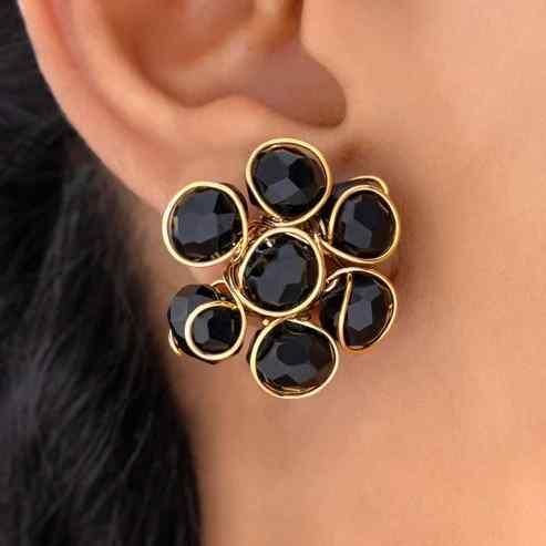 🖤 Black Crystal Set of Necklace & Earrings (Premium Finish) (Pack of 1)