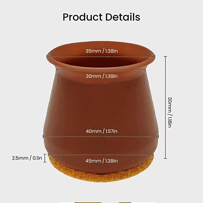 NOBILEA Silicone Chair Leg Protectors with Felt for Hardwood Floors (6PCS)