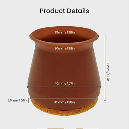 NOBILEA Silicone Chair Leg Protectors with Felt for Hardwood Floors (6PCS)