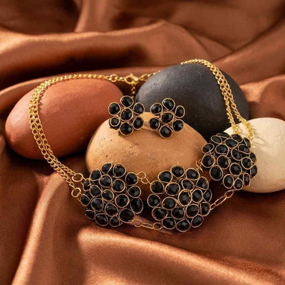 🖤 Black Crystal Set of Necklace & Earrings (Premium Finish) (Pack of 1)