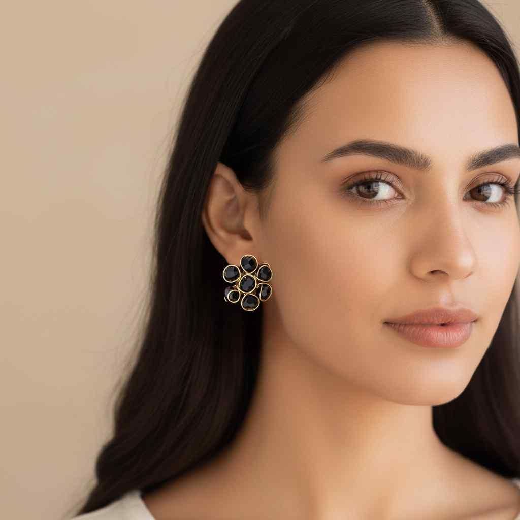 🖤 Black Crystal Set of Necklace & Earrings (Premium Finish) (Pack of 1)