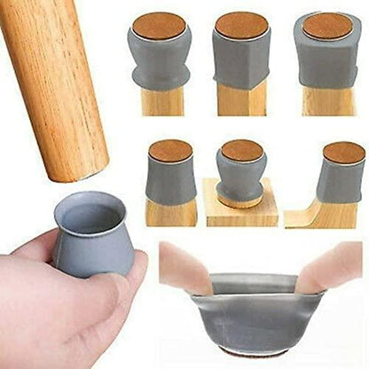 NOBILEA Silicone Chair Leg Protectors with Felt for Hardwood Floors (6PCS)
