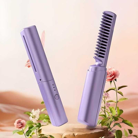 Meneflix™ Cordless Mini Hair Straightener Comb – Rechargeable, Travel-Friendly & Adjustable Heat