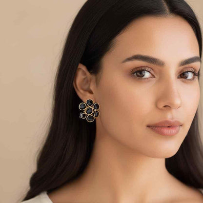 🖤 Black Crystal Set of Necklace & Earrings (Premium Finish) (Pack of 1)