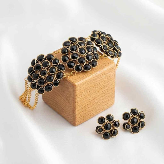 🖤 Black Crystal Set of Necklace & Earrings (Premium Finish) (Pack of 1)