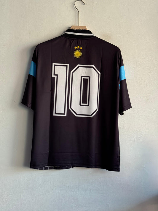 ARGENTINA LA ALBICELESTE 10 BLACK VINTAGE POLO JERSEY – PREMIUM EMBROIDERY