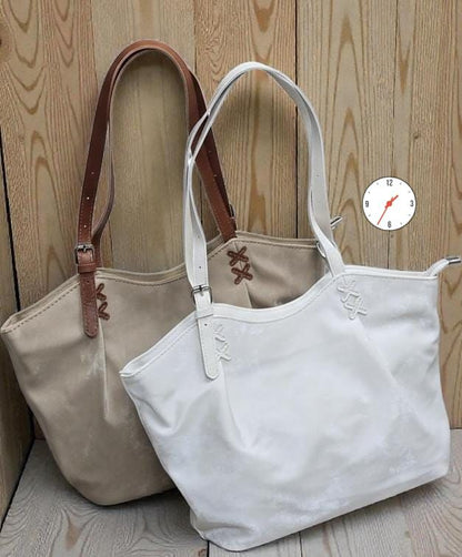 EVERYDAY CANVAS TOTE BAG WITH ADJUSTABLE LEATHER STRAPS