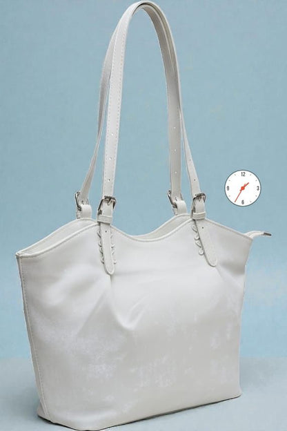 EVERYDAY CANVAS TOTE BAG WITH ADJUSTABLE LEATHER STRAPS