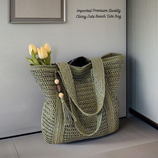IMPORTED PREMIUM CLASSY JUTE BEACH TOTE BAG