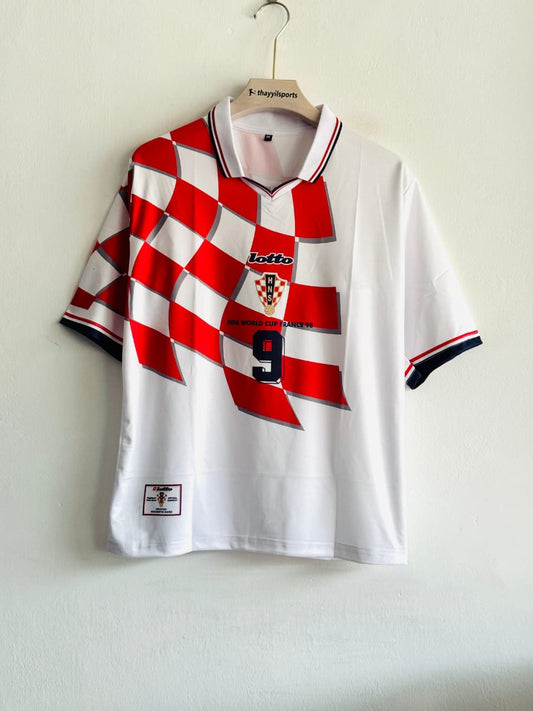 CROATIA 1998–99 HOME KIT – ŠUKER NO.9 | VINTAGE FIVE-SLEEVE POLO JERSEY