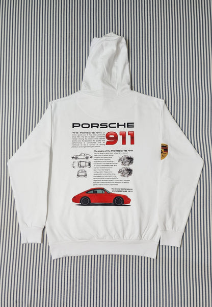 Porsche 911 Red Edition Graphic Hoodie – Premium Cotton | White
